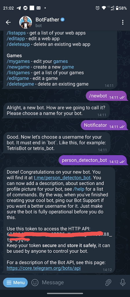 create telegram bot